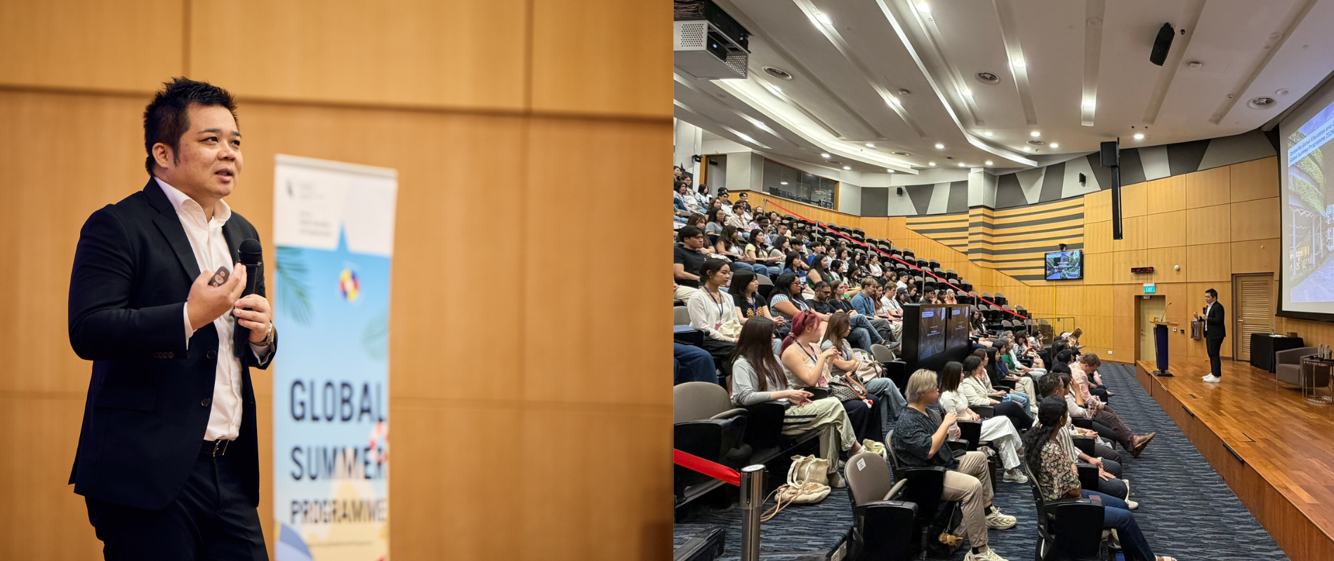 (from left) Mr. Tang Zongzhong addressing GSP participants at the launch of the programme on SMU campus.