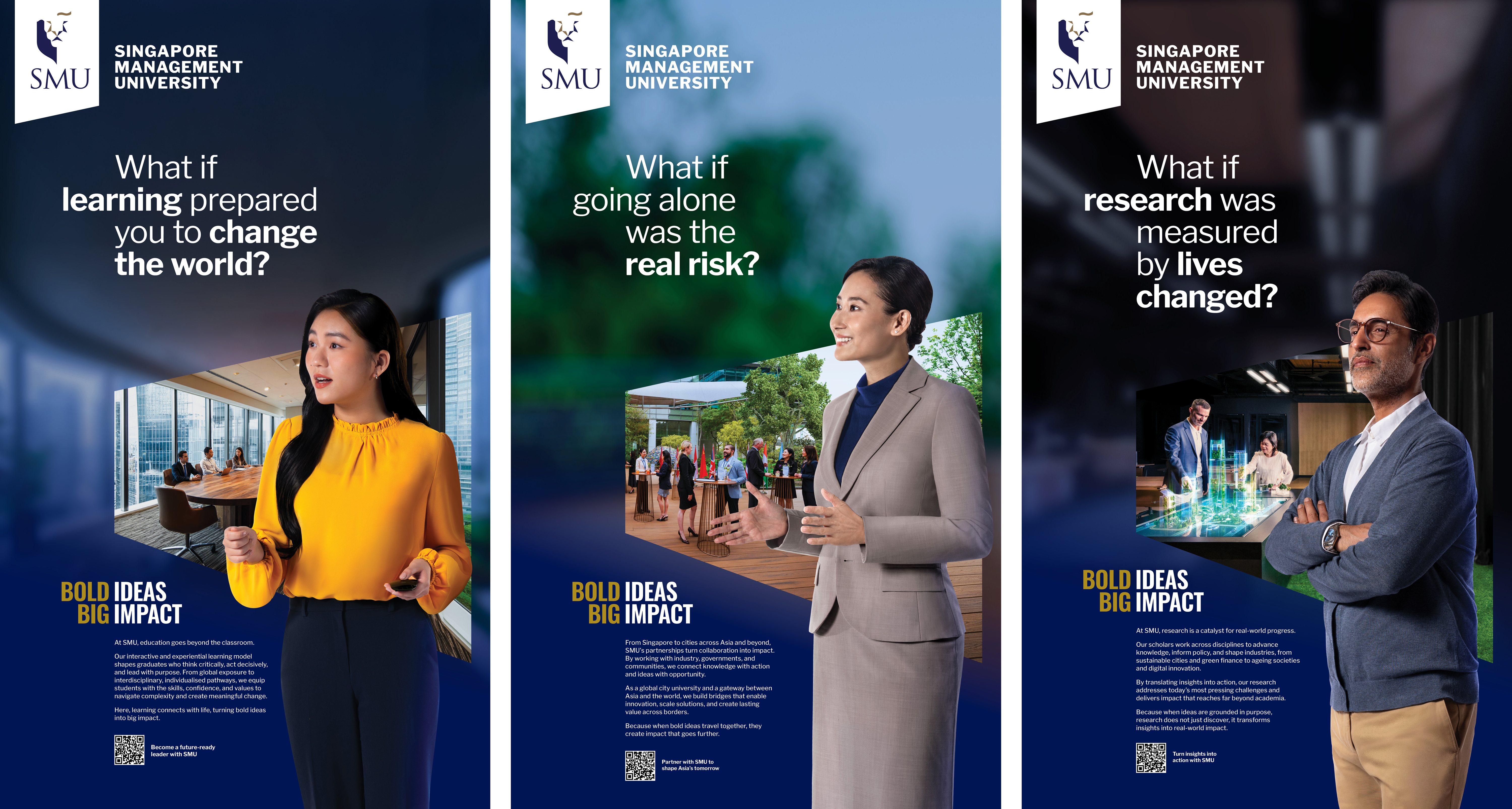 SMU's new Bold Ideas Big Impact campaign centred on the university's focus on creating meaningful impact through education, research and partnerships.