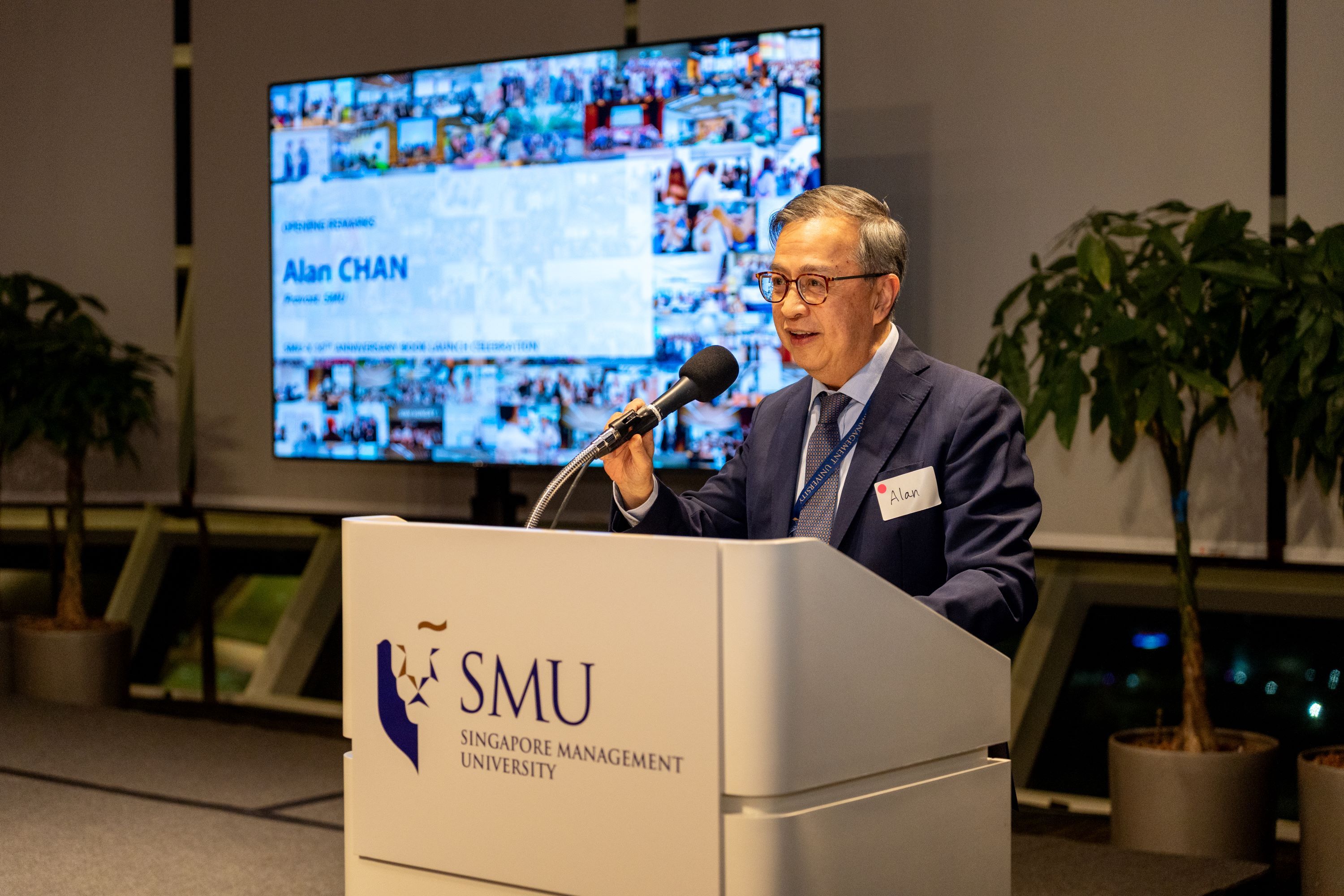 SMU Provost, Professor Alan Chan, speaking at the book launch event.