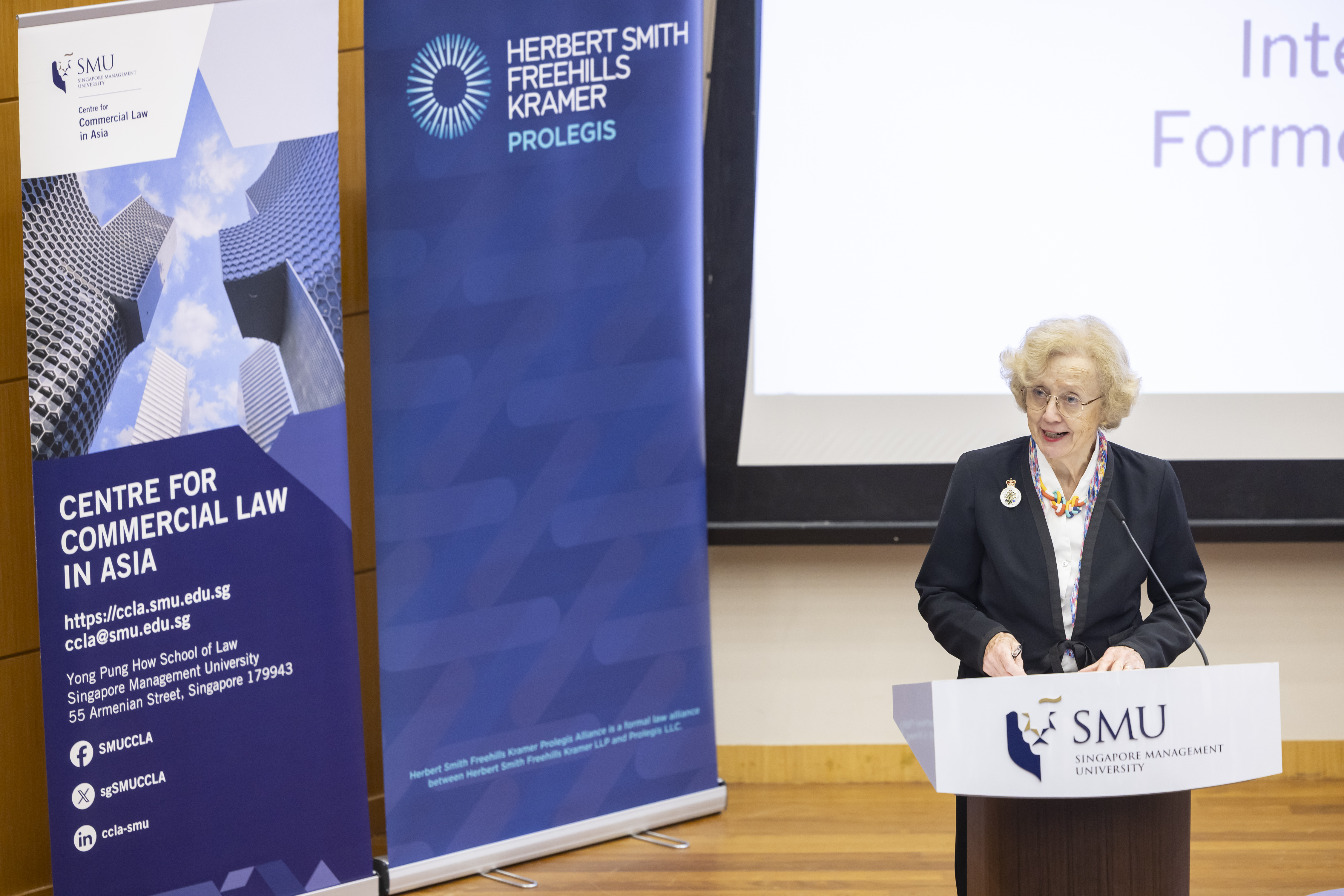 Lady Mary Arden shares her perspectives at the 2025 Asian Arbitration Lecture held at SMU