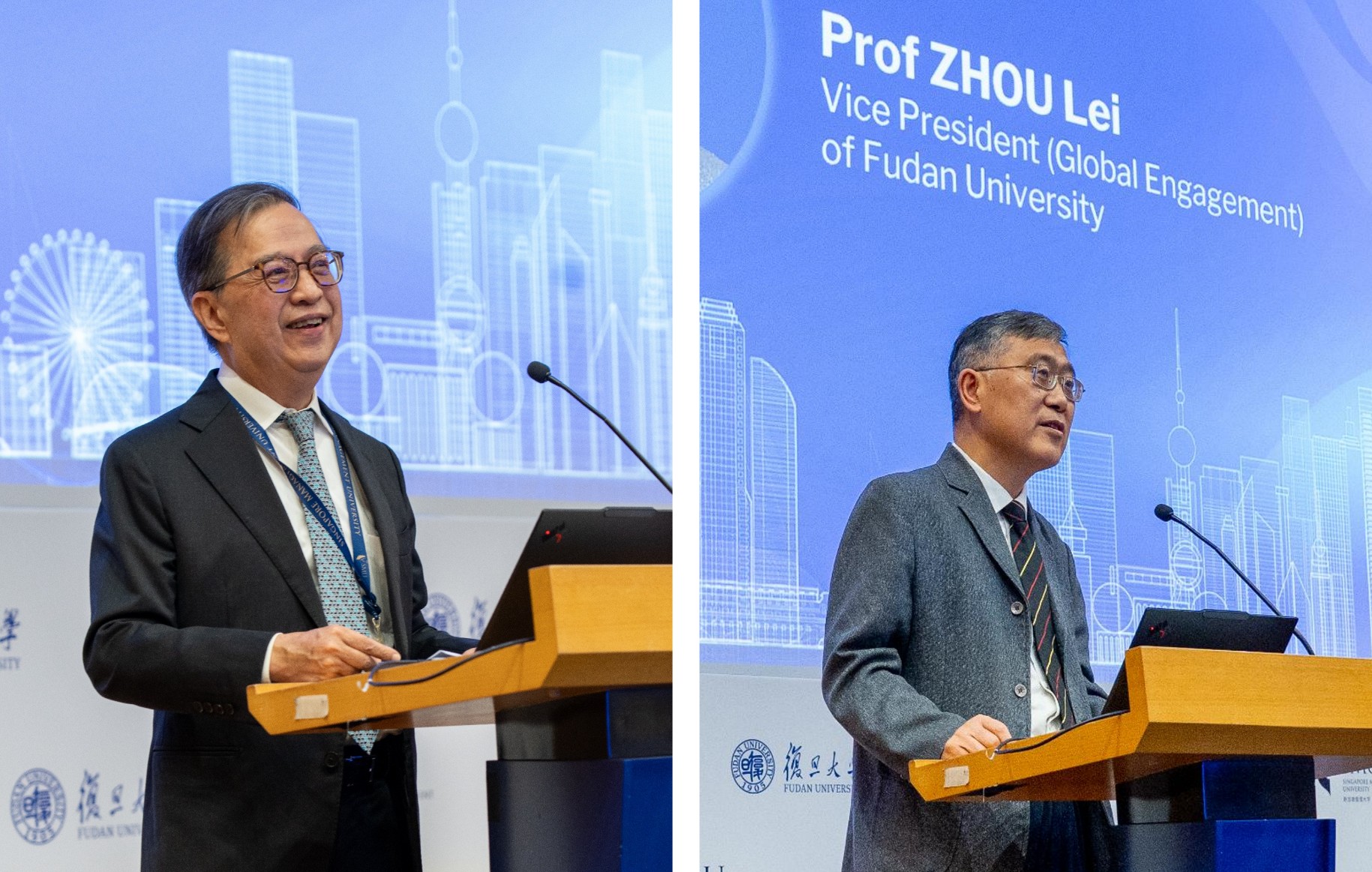 Prof Alan Chan, SMU, and Prof Zhou Le, Fudan University.