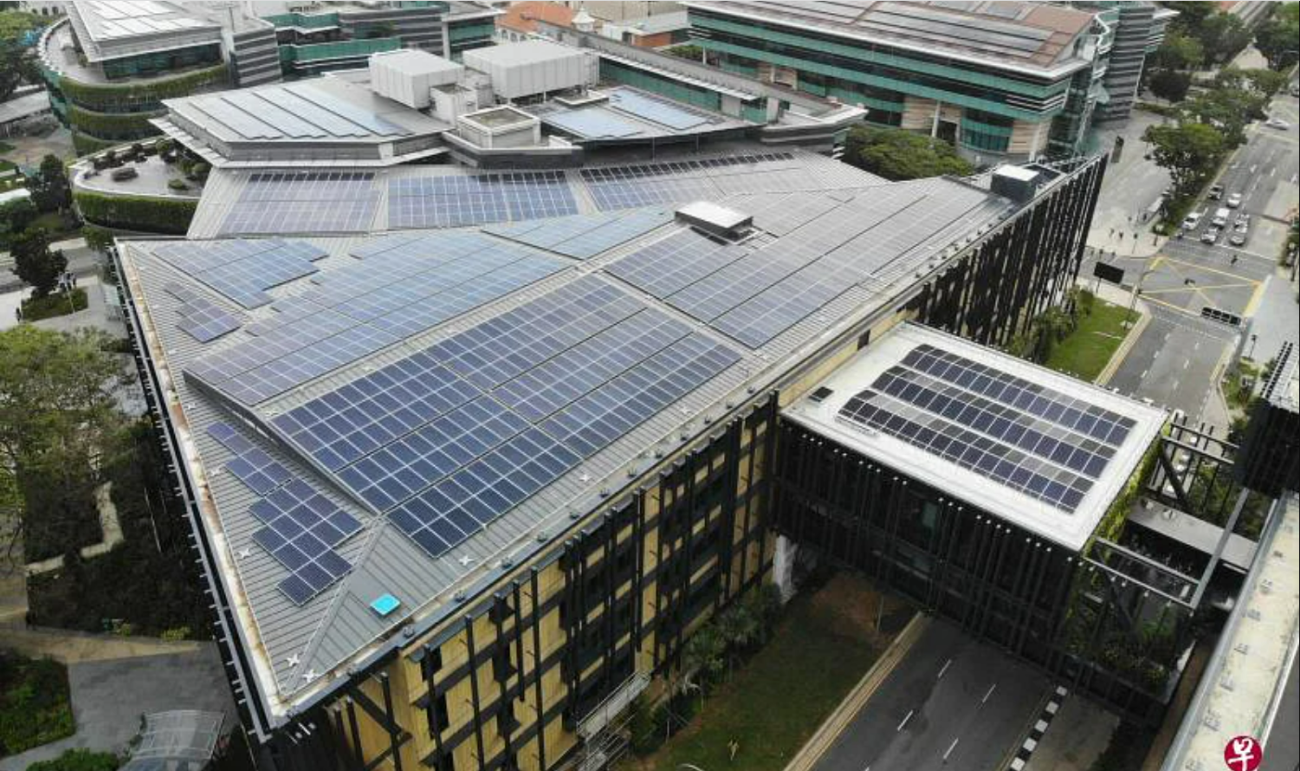 Construction costing $100m, Solar panels cover the roof of SMU's green building which is now in operation