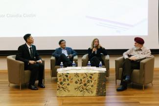 (L-R) Professor Elvin Lim, Director of Wee Kim Wee Centre, SMU; Mr David Kwee, CEO, Training Vision Institute; Prof Claudia Costin; and Dr Kirpal Singh, Chief Academic Officer, Training Vision Institute at the Annual Wee Kim Wee Distinguished Lecture on Educational Leadership on 19 October 2018.