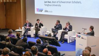 Professor Lily Kong shared her views on “The Future of Talent” at the THE World Academic Summit 2019 on 11th September 2019 at ETH Zurich. Fellow panellists were (from left) Prof Xue Lan, Dean of Schwarzman Scholars, Tsinghua University; Prof Feridun Hamdullahpur, President, University of Waterloo; Prof Howard Gardner, Senior Director of Project Zero, Harvard University and (moderator) YS Chi, Chairman, Elsevier.