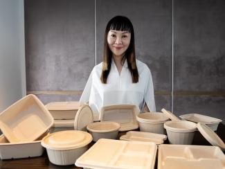 Ms Karen Cheah of start-up Alterpacks said one of the firm’s goals is to make a product that can perform as well as, if not better than, traditional plastic containers.