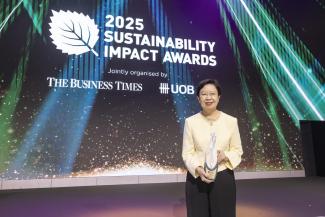 Professor Lily Kong, President of Singapore Management University, honoured as Impact Leader of the Year at the 2025 Sustainability Impact Awards.