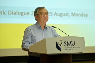 Deputy Prime Minister Gan Kim Yong speaking at the annual MTI Economic Dialogue on Aug 25. ST PHOTO: DESMOND FOO
