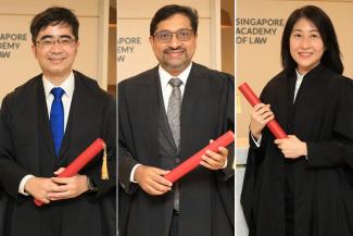 (From left) Goh Yihan, dean of the Singapore Management University's (SMU) School of Law; Abraham Vergis, founder and managing director of Providence Law Asia; and Kristy Tan, senior director of the AGC's advocacy group. PHOTOS: SINGAPORE ACADEMY OF LAW