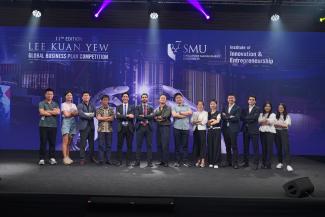 Student founders of the eight grand finalists of the 11th Lee Kuan Yew Global Business Plan Competition by Institute of Innovation and Entrepreneurship of Singapore Management University in 2023.