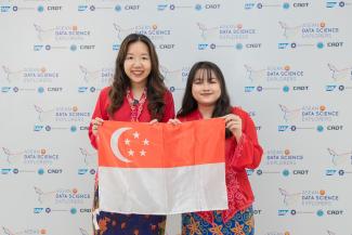 Team Yings comprising Ng Ying and Jingying posing for a photo at the ASEAN Data Science Explorers Finals. Photo courtesy of ASEAN Foundation.