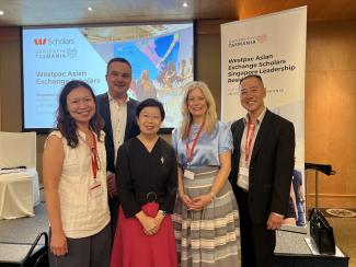 Prof Lily Kong with the leadership team from University of Tasmania and Westpac Bank. From left to right: Prof Chuah Swee-Hoon, Prof Nicholas Farrelly, Ms Amy Lyden, and Prof Ooi Can Seng.