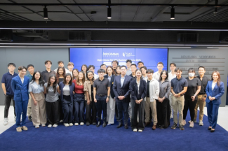 Indorama Ventures, represented by Dr. Natnisha Kongtaveesawas, Head of HR Projects Implementation and People Strategy Planning (8th from left), on behalf of Nicolas Seguin, Group CHRO, hosted an Open House experience for almost 30 SMU summer interns at its Bangkok headquarters.