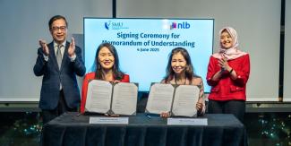Signed at the finale event for the Catalyst pilot and witnessed by Minister of State for Digital Development and Information Mdm Rahayu Mahzam and SMU Provost Professor Alan Chan, the MoU signals SMU’s and NLB’s shared commitment to equipping communities with knowledge that is accessible, inclusive and impactful.