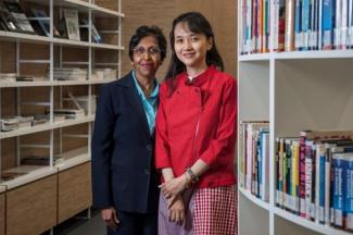 (L-R) Ms Rosie Ching and Dr Rani Tan's efforts in developing innovative teaching methods have garnered them top honours at the 'Oscars of Higher Education'.