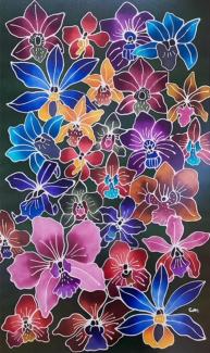 Metta Welfare Association conducted a fundraising programme using non-fungible tokens (NFTs) of artworks created by its artists with special needs. This batik painting of orchids is an example of such artworks. (Image courtesy of Metta Welfare Association)