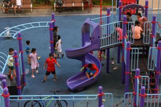 Looking at the changed playground, the writer wondered how much they would grow up appreciating where Singapore had come from (Photo: ST)