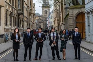 The SMU Team which came in second at the Price Media Law Moot Court Competition. L-R: Lixin, Aaron, Vuong, Kartik, Grace and Shaun.