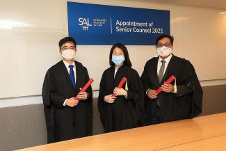 (From left) Professor Goh Yihan, Ms Kristy Tan and Mr Abraham Vergis were appointed as senior counsel yesterday. Their appointments bring the number of senior counsel in Singapore to 91.PHOTO: SINGAPORE ACADEMY OF LAW