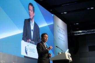 Education Minister Chan Chun Sing speaking at The Straits Times Education Forum last Thursday. ST PHOTO: GAVIN FOO