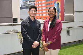 SMU students Timothy Lua Wei Sheng, 28, and Sivakami Arunachalam, 23, are graduating at the end of April. PHOTO: SMU