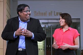 (Left to right) Final-year law students, Siraj Shaik Aziz and Dierdre Grace Morgan, whose essay submissions stood out in the AGC Law Reform Essay Competition 2013 and LexisNexis Rule of Law Essay Competition 2013 respectively.