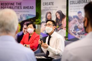 Professor Lily Kong and Professor Elvin Lim announcing plans for the new college at the university campus on May 20, 2022. PHOTO: SMU
