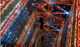 A visitor is pictured in front of an immersive art installation, titled Machine Hallucinations - Space: Metaverse, in Hong Kong. PHOTO: REUTERS