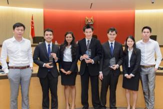 (L-R): Daniel Liu (Coach), Qabir Sandhu, Nanthini Vijayakumar, Patrick Tay, Nicholas Liu, Victoria Leong, Kenny Lau (Coach)
