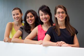 Recipients of the MasterCard MBA Scholarship for Women 2013 – (from left) Liliia Shamsutdinova, Ritika Sharma, Sharon Phoon and Marie-Adelaide Mol.