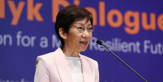 Minister for Sustainability and the Environment Grace Fu speaking at the Dentons Rodyk Dialogue 2021, on Oct 27, 2021.PHOTO: THE BUSINESS TIMES