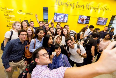 GSP 2019 participants on a course field trip to Bettr Barista – a partner of SMU Lien Centre for Social Innovation for DBS Business for Good Internship Programme for SMU students.